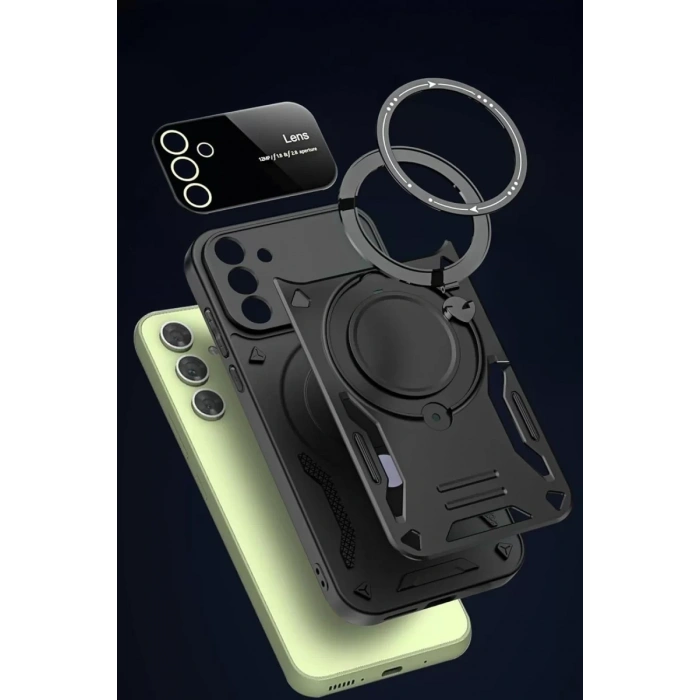 Samsung Galaxy S24 FE Kılıf Joy Lens Standlı Kapak - Siyah