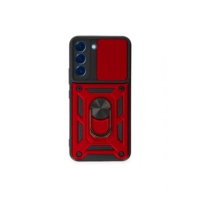 Samsung Galaxy S24 Kılıf Pars Lens Yüzüklü Silikon - Kırmızı