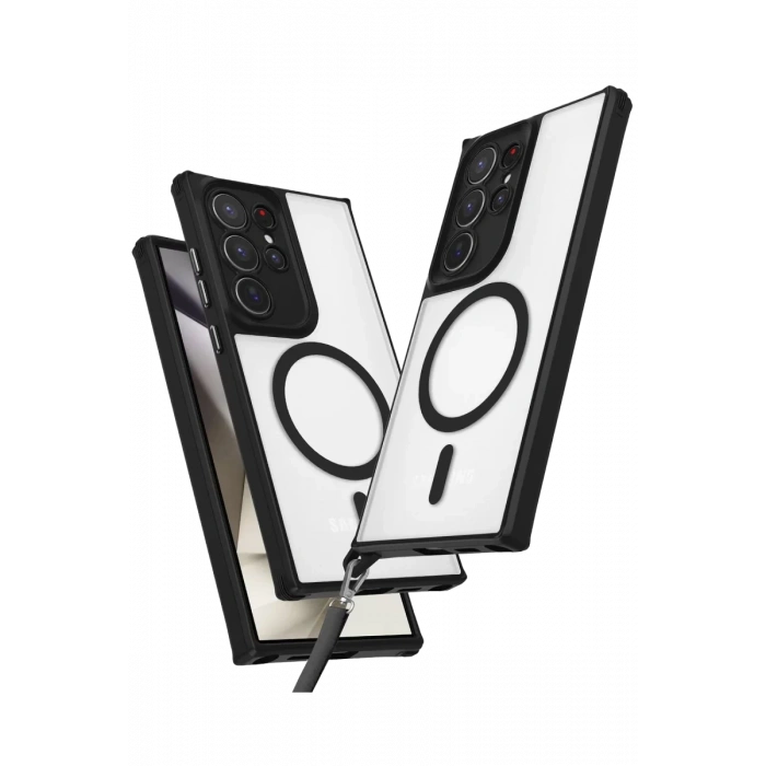 Samsung Galaxy S24 Ultra Kılıf Enka Magsafe Silikon Kılıf - Siyah