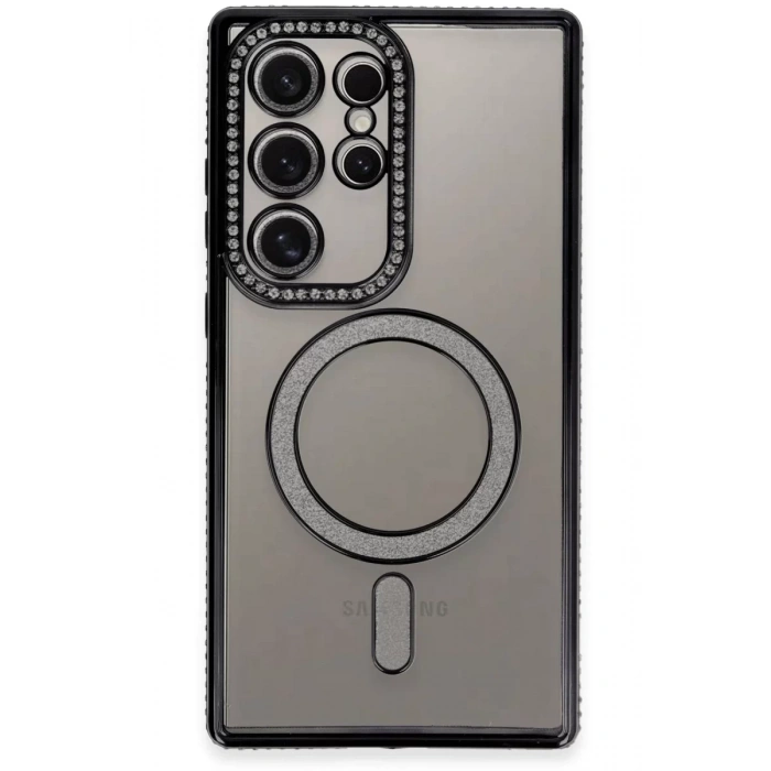 Samsung Galaxy S24 Ultra Kılıf Joke Simli Magneticsafe Kılıf - Siyah