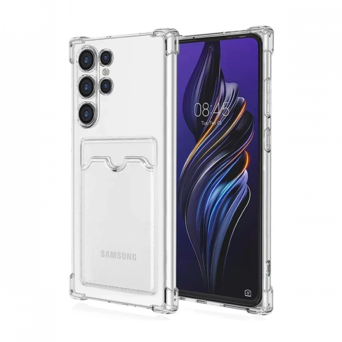 Samsung Galaxy S24 Ultra Kılıf Kart Şeffaf Silikon - Şeffaf