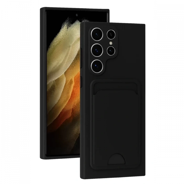 Samsung Galaxy S24 Ultra Kılıf Kelvin Kartvizitli Silikon - Siyah