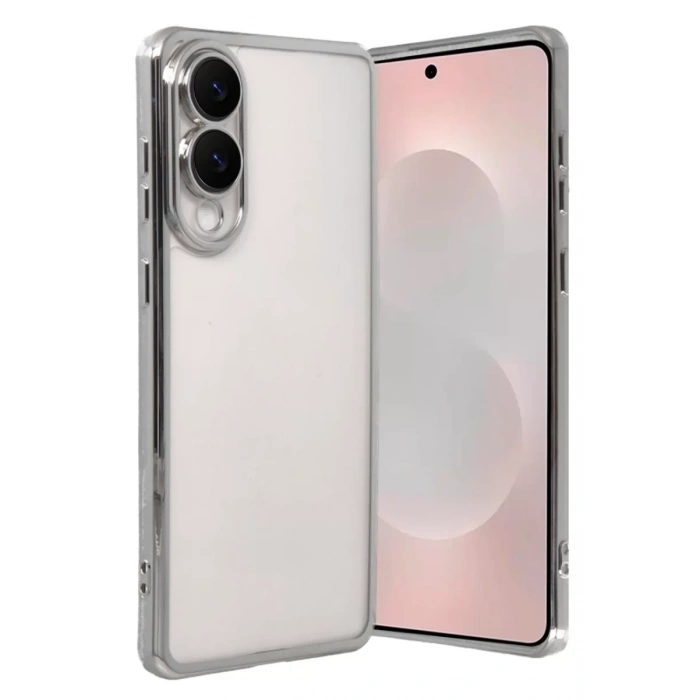 Samsung Galaxy S25 Edge Lensli Silikon - Gümüş