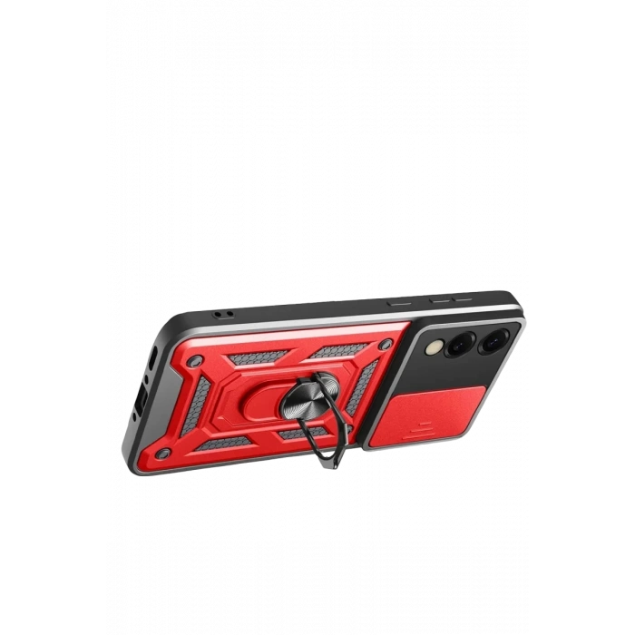 Samsung Galaxy S25 Edge Pars Lens Yüzüklü Silikon - Kırmızı