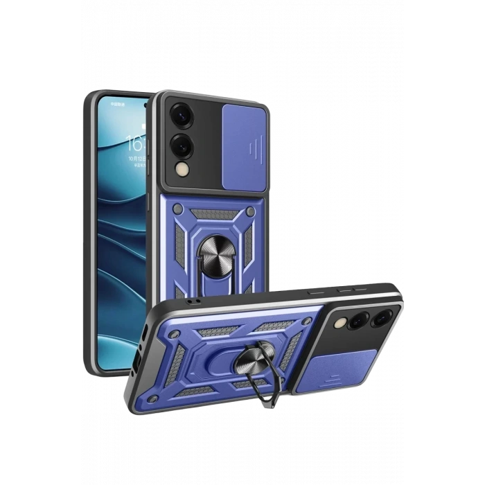 Samsung Galaxy S25 Edge Pars Lens Yüzüklü Silikon - Lacivert