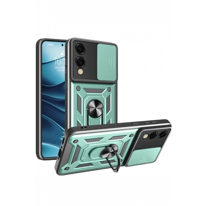 Samsung Galaxy S25 Edge Pars Lens Yüzüklü Silikon - Yeşil