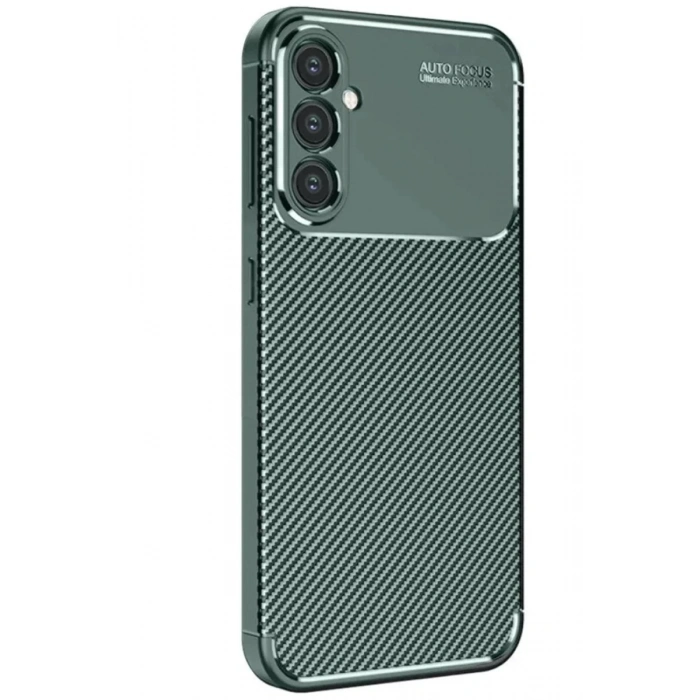 Samsung Galaxy S25 Kılıf Auto Focus Karbon Kapak - Koyu Yeşil