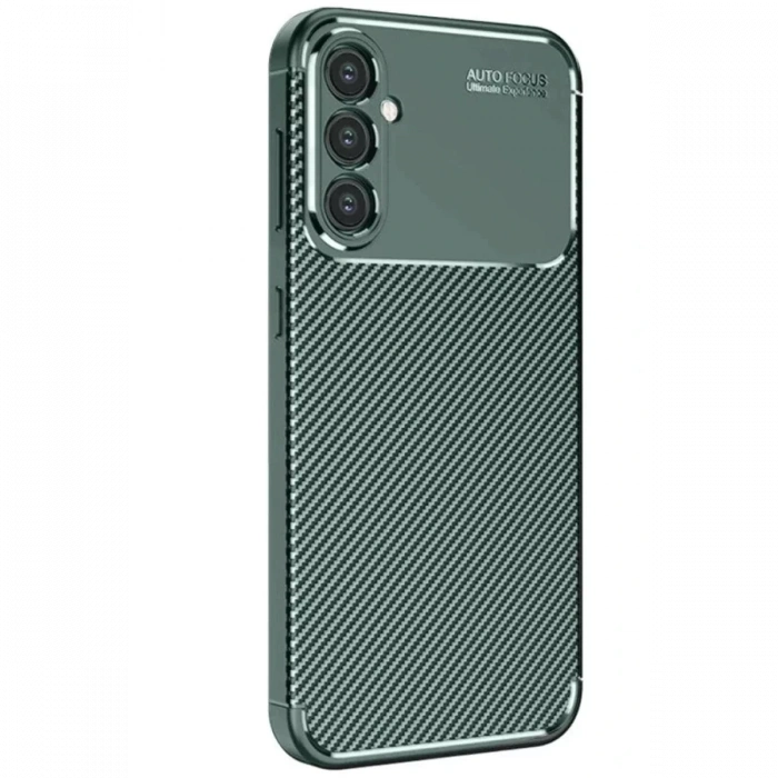 Samsung Galaxy S25 Kılıf Auto Focus Karbon Kapak - Koyu Yeşil