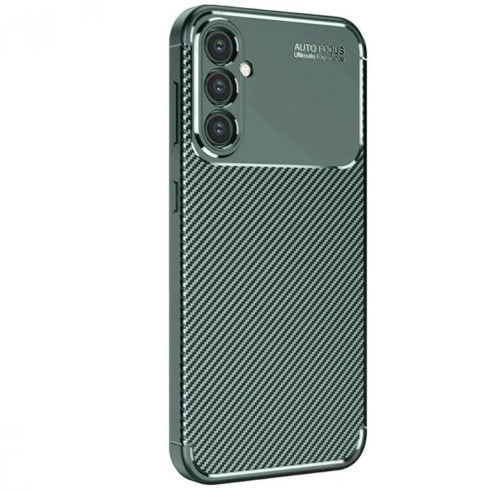 Samsung Galaxy S25 Kılıf Auto Focus Karbon Kapak - Koyu Yeşil