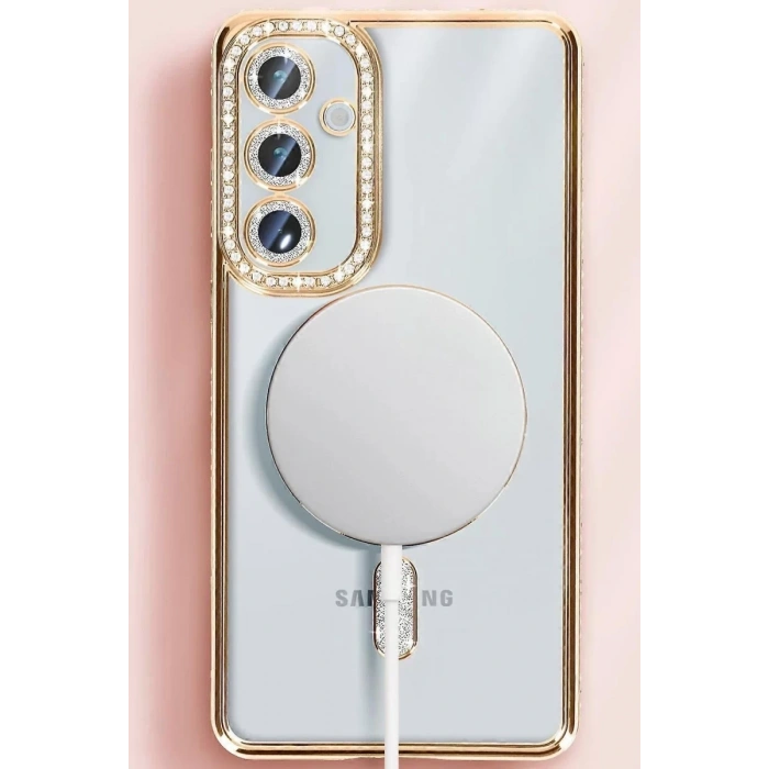 Samsung Galaxy S25 Kılıf Joke Simli Magneticsafe Kılıf - Mavi