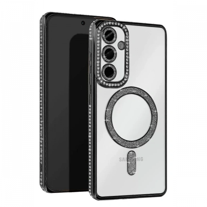 Samsung Galaxy S25 Kılıf Joke Simli Magneticsafe Kılıf - Siyah