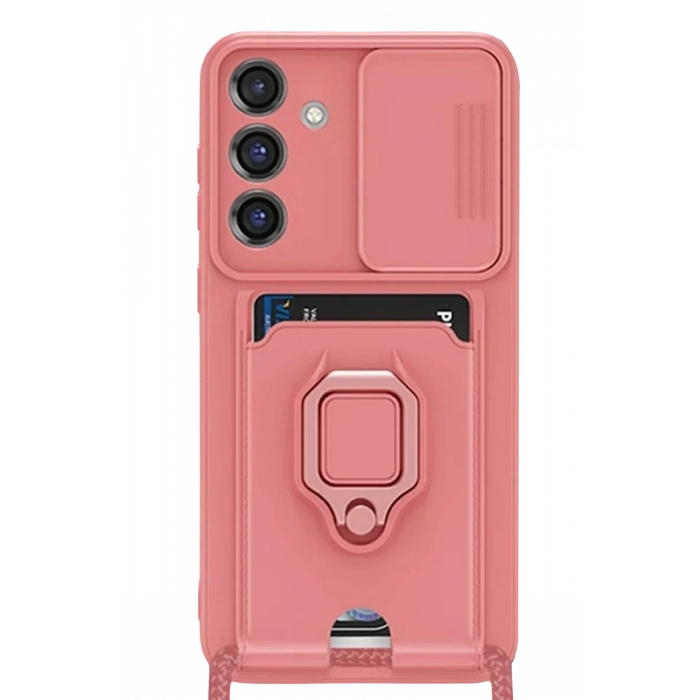 Samsung Galaxy S25 Plus Kılıf Zuma Kartvizitli Yüzüklü Silikon - Pembe