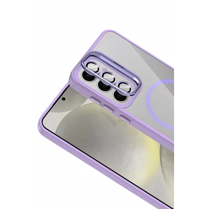 Samsung Galaxy S25 Remim Lensli Magsafe Standlı Kapak - Lila