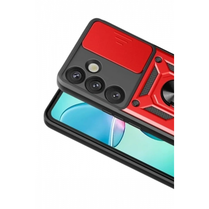 Samsung Galaxy S26 Plus Pars Lens Yüzüklü Silikon - Kırmızı