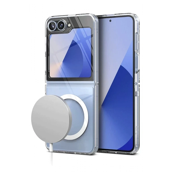 Samsung Galaxy Z Flip 6 Kılıf Magneticsafe Şeffaf Silikon - Şeffaf