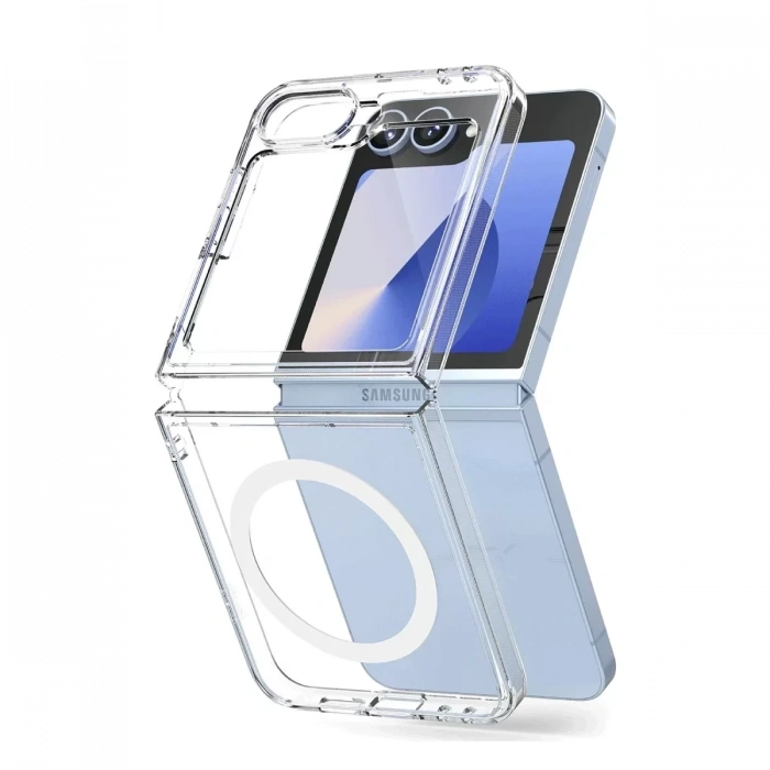 Samsung Galaxy Z Flip 6 Kılıf Magneticsafe Şeffaf Silikon - Şeffaf