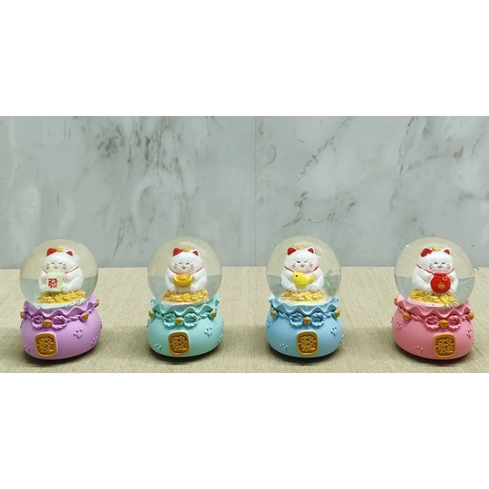 Şans Kedisi Işıklı Kar Küresi