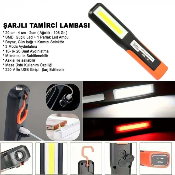 Şarjlı Tamirci Lambası Watton Wt-297