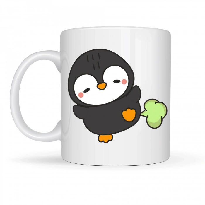 Şaşkın Penguen Tasarımlı Porselen Kupa MODEL 89 – Eğlenceli, Neşeli ve Sıcacık Kahve Keyfi