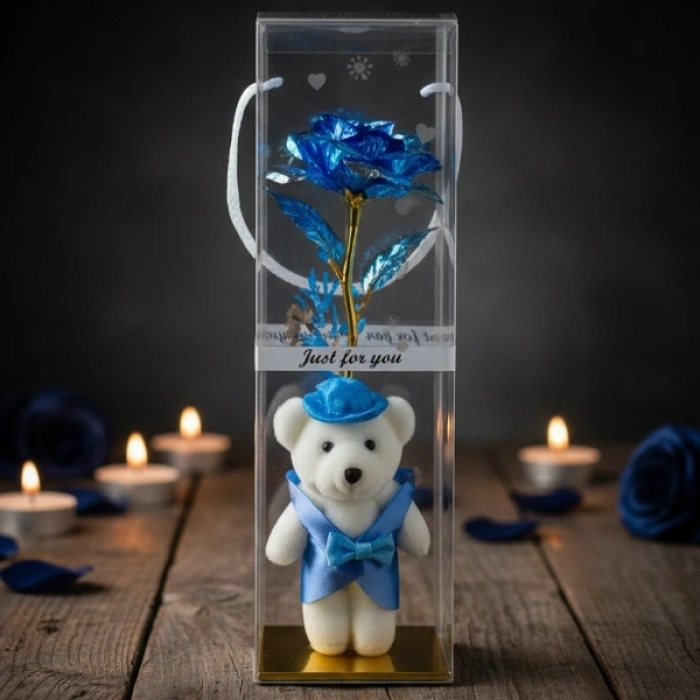 Şeffaf Kutulu Ayıcıklı Sonsuzluk Gülü