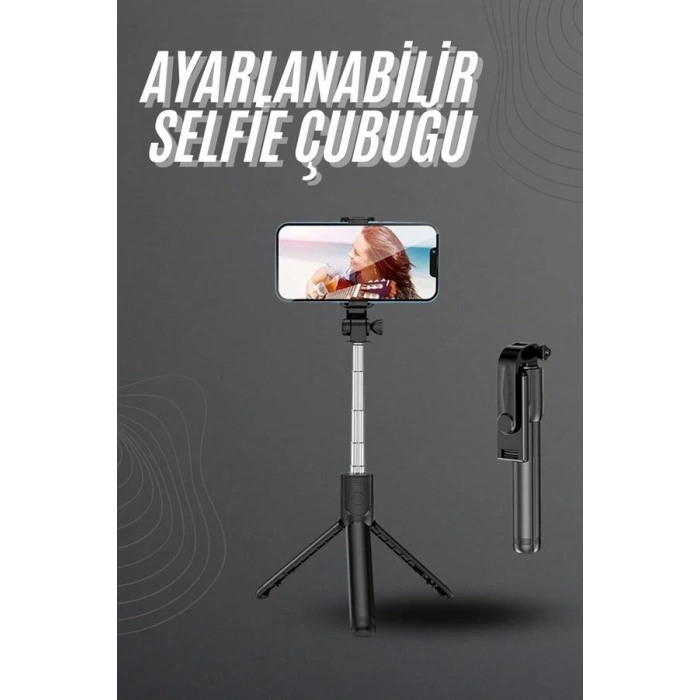 Selfie Çubuğu Tripod Bluetooth Kumandalı Selfie Çubuğu Telefon Tutucu