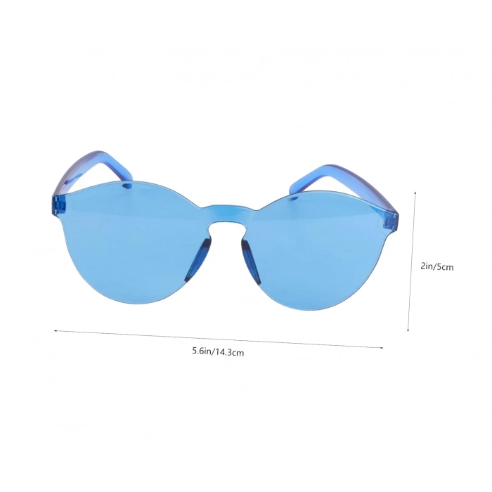 Sert Mika Oval Şekilli Çerçevesiz Mavi Gözlük Retro Parti 5x14 cm