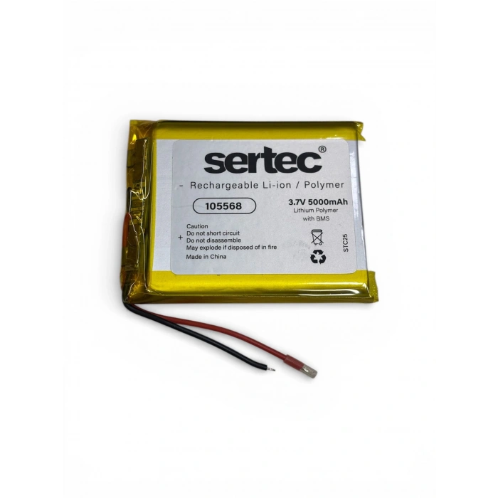 Sertec 105568 3.7V 5000 mAh Li-Polymer Pil (Devreli/1.5A)