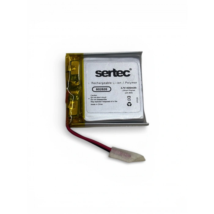 Sertec 602626 3.7V 400mAh Li-Polymer Pil (Devreli/1.5A)