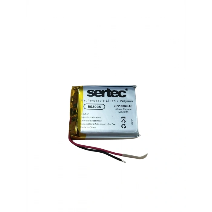 Sertec 803035 3.7V 800 MAh Li-Polymer Pil (Devreli/1.5A)