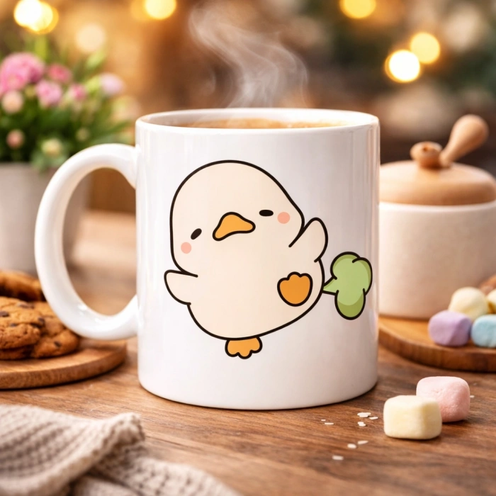 Sevimli Civciv Tasarımlı Porselen Kupa MODEL 90 – Eğlenceli, Tatlı ve Neşe Dolu Kahve Kupası