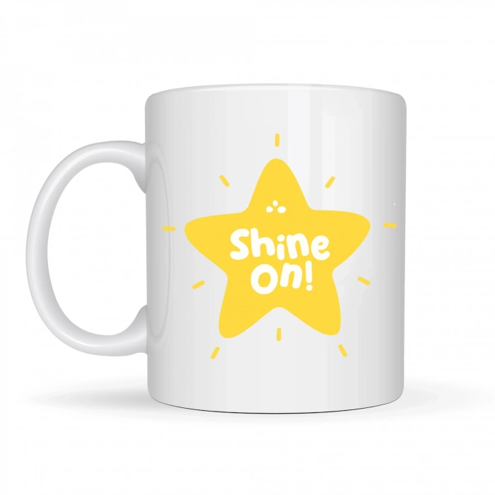 Shine On PARLAMAYA DEVAM ET Yıldız Tasarımlı Porselen Kupa MODEL 155 – Motivasyon Kupası – Günlük Kullanıma Uygun Şık Kahve & Çay Kupası