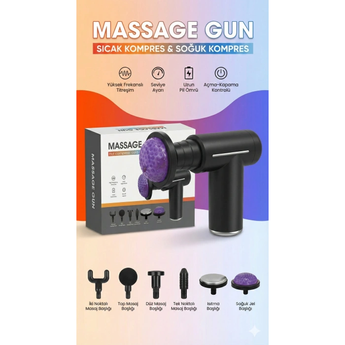 Sıcak Ve Soğuk Terapili Masaj Tabancası - Şarjlı Isıtmalı Masaj Cihazı - Sporcu Masaj Aleti
