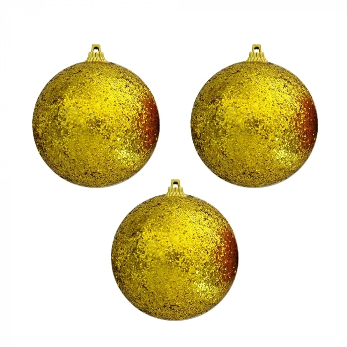 Simli Strafor Kutulu Ağaç Süsü 3lü - 8cm - Kırmızı