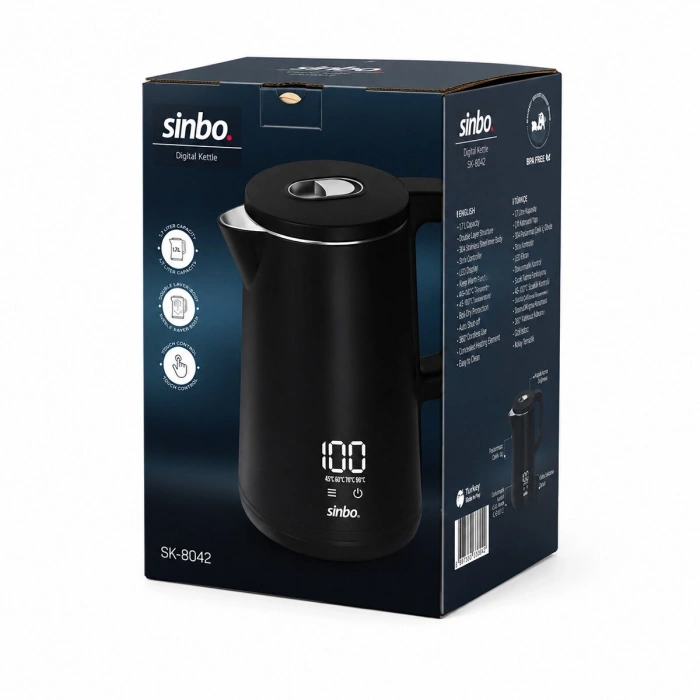 Sinbo 1.8 Litre Dijital Kettle - Dokunmatik Ekranlı - Akıllı Su Isıtıcısı