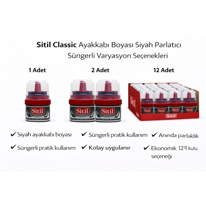 Sitil Classic Ayakkabı Boyası Siyah Parlatıcı Süngerli 1 Adet