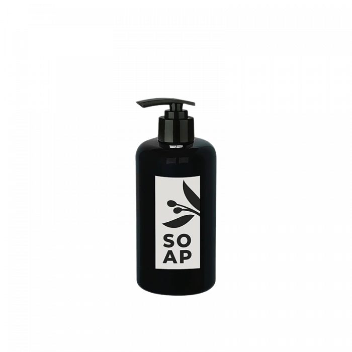 Sıvı Sabunluk Yuvarlak Plastik Pompalı 500 ML - Siyah