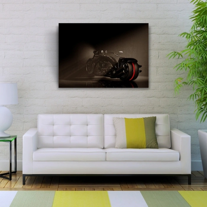 Siyah Concept Chopper Motosiklet Kanvas Tablo 50 x 70
