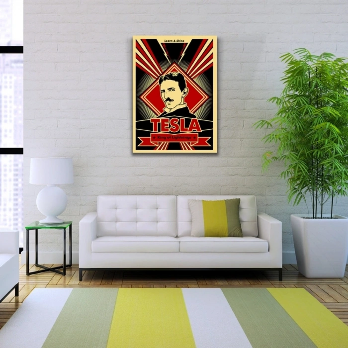 Siyah Kırmızı Tesla Posteri Kanvas Tablo 50 x 70