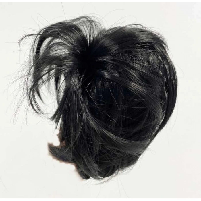 Siyah Renk Düz Model Hazır Telli Saç Şeklinde Peruk Postiş Toka