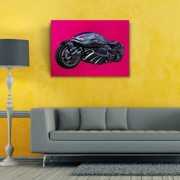 Siyah Spor Futuristik Motosiklet Kanvas Tablo 50 x 70