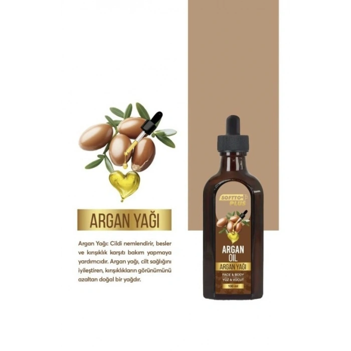 Softto Plus Argan Cilt Nemlendirme Etkili Yüz ve Vücut Yağı 100 ml