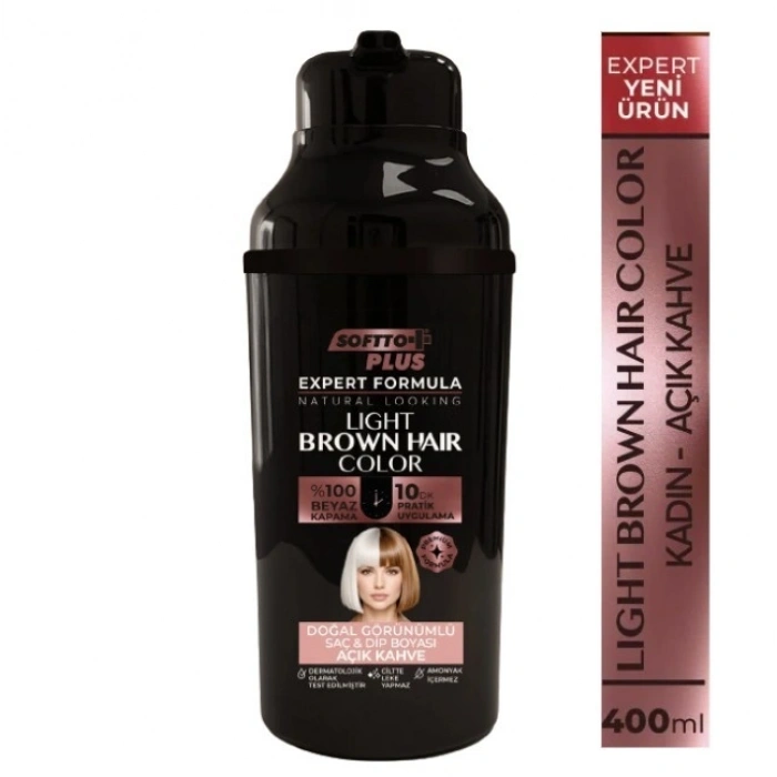 Softto Plus Expert Women Light Brown Hair Color–Açık  Kahverengi Geliştirilmiş Formül Doğal Görünüm 400 ml