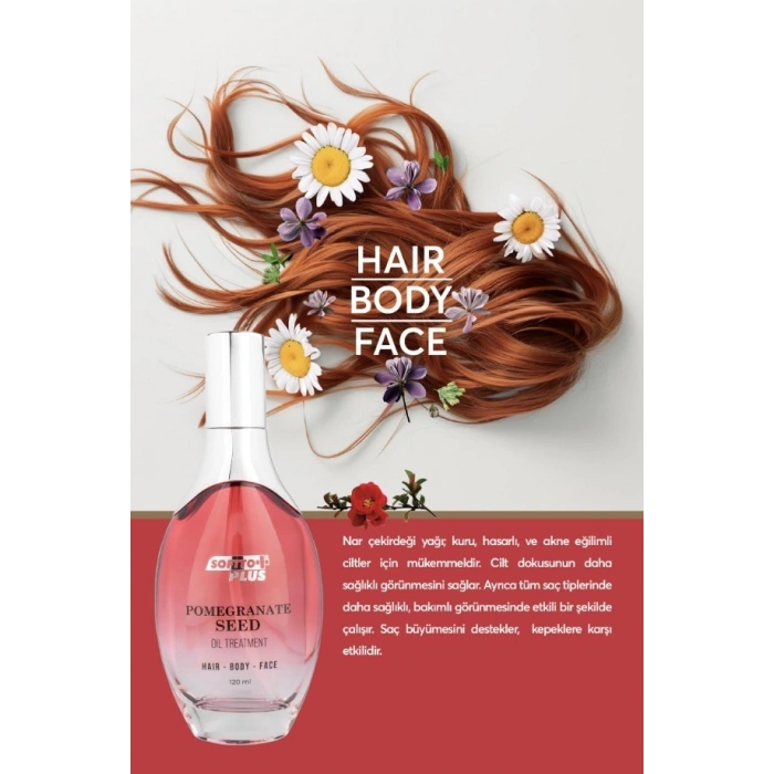 Softto Plus Nar Cilde Parlaklık ve Canlılık Kazandıran Saç Yüz ve Vücut Yağı 120 ml
