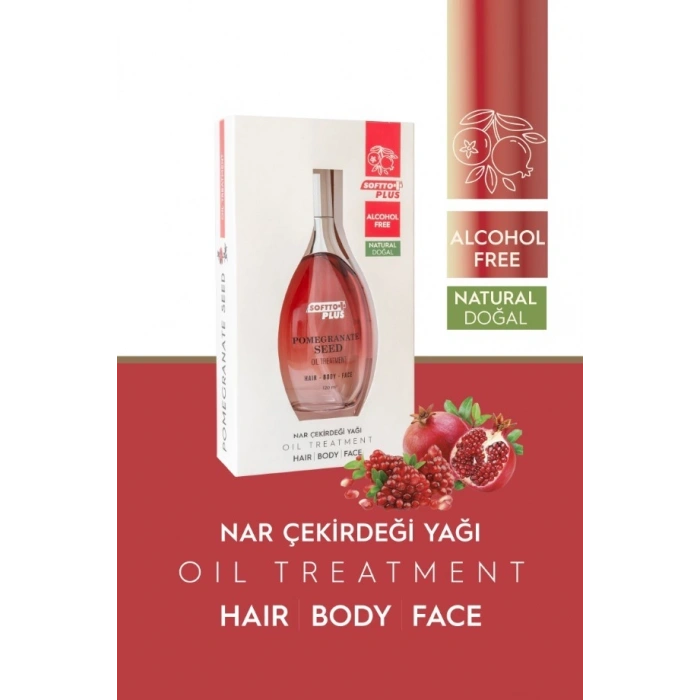 Softto Plus Nar Cilde Parlaklık ve Canlılık Kazandıran Saç Yüz ve Vücut Yağı 120 ml