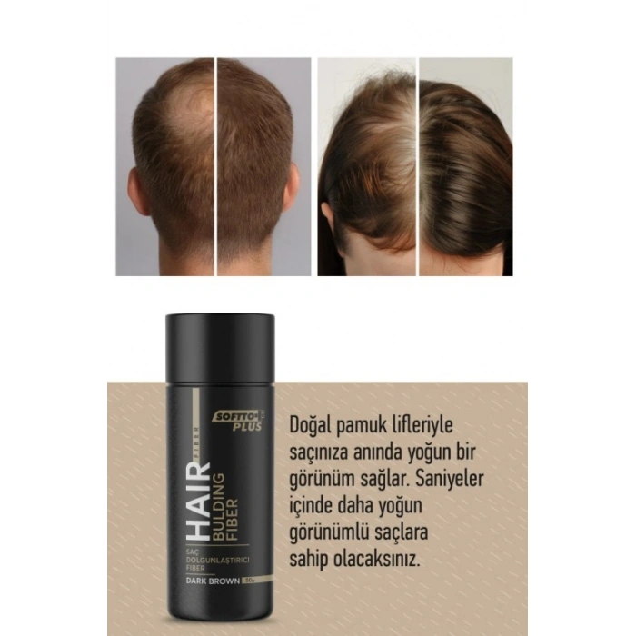 Softto Plus Saç Dolgunlaştırıcı Anında Dolgunluk Sağlayan Koyu Kahverengi Fiber 50 gr