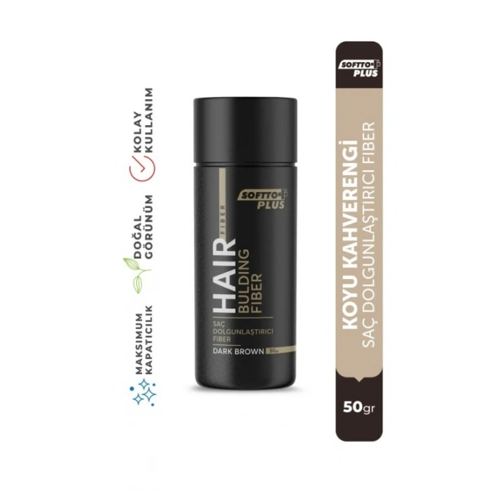 Softto Plus Saç Dolgunlaştırıcı Anında Dolgunluk Sağlayan Koyu Kahverengi Fiber 50 gr