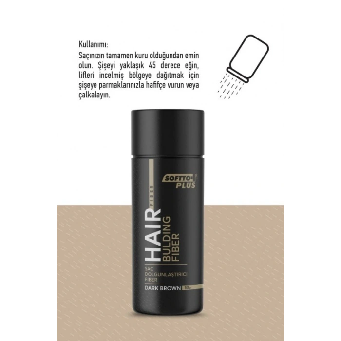 Softto Plus Saç Dolgunlaştırıcı Anında Dolgunluk Sağlayan Koyu Kahverengi Fiber 50 gr