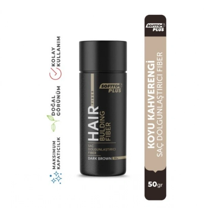 Softto Plus Saç Dolgunlaştırıcı Anında Dolgunluk Sağlayan Koyu Kahverengi Fiber 50 gr