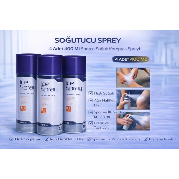 Soğutucu Sprey 400 Ml 4 Adet Sporcu Soğuk Kompres Spreyi