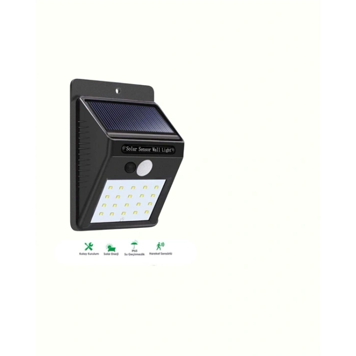 Solar Enerjili 20 LED Duvar Lambası | Hareket Sensörlü, Su Geçirmez, Kablo Gerektirmez